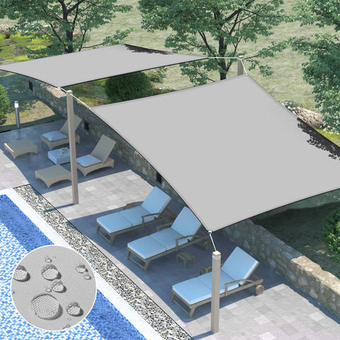 10x13 Ft Waterproof Sun Shade Sail Rectangle Canopy Cover With UV Protection over poolside lounge area