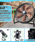 20 Inch High Velocity Industrial Drum Fan With 5703 CFM showcasing 360-degree rotation feature in warehouse setting