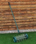Rolling Lawn Aerator 18 Inch Rotary Push Tine Spike Soil Aerator For Garden Yard And Grass With 3 Piece Long Steel Handle Easy To Use