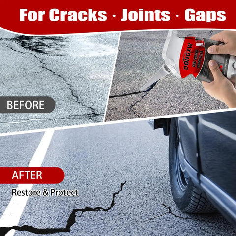 Application and results of 4 Pack High Elasticity Asphalt And Concrete Crack Filler For Driveways Waterproof Sealant Flexible Crack Repair