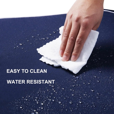 Hand wiping water from Set Of 4 Outdoor Patio Chair Cushions 20 By 17 Inch Seat Cushions With Ties, Water Resistant UV Protected
