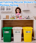 3 Pack Recycle Stickers For Trash Bins Self Adhesive Waterproof Brushed Silver Compost And Recycling Indoor Outdoor Use For Kitchen Office Garbage Cans on bins in kitchen
