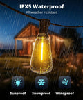 Outdoor String Lights 25 Foot LED Patio Lights With Shatterproof Edison Bulbs And Spare Connectable Up To 78 Strands IPX5 Waterproof