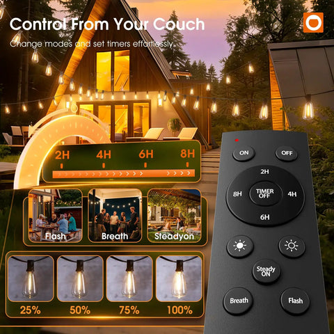 Remote control for 198 Ft Outdoor String Lights With Remote Dimming And Timer Waterproof Patio Lighting