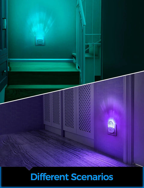 2 Pack Plug In Night Lights For Kids With Dusk To Dawn Sensor Warm White And RGB Color Modes LED Wall Nightlight glow