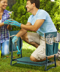 Foldable Garden Kneeler And Seat With 8 Inch Wide EVA Foam Pad, Heavy Duty Garden Stool With Two Big Tool Pouches in use