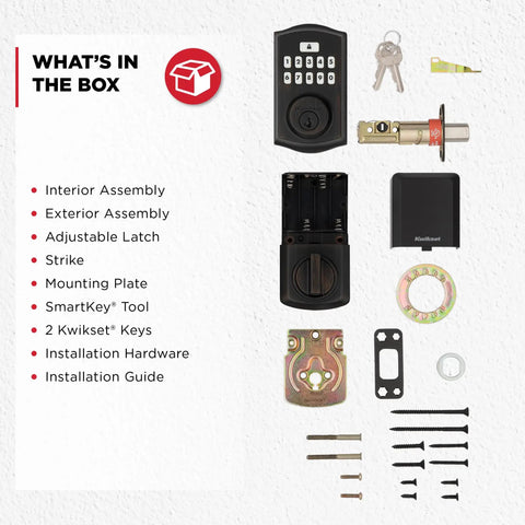 Components of Keyless Entry Electronic Touchpad Deadbolt Door Lock With Auto Lock, Custom User Codes, No Key Needed Convenience displayed