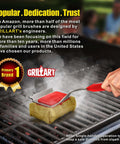 No Bristle Grill Brush With Replaceable Cleaning Head being used on cast iron grill grates, with steam cleaning feature.