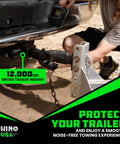 Person using a 2 Inch Trailer Hitch Pin With Patented Locking Receiver For Class Three And Four Hitches Weatherproof Anti Theft Debris Protected Heavy Duty Steel Tow Ready Black 1 Pack Built To Last on truck.