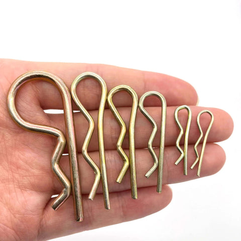 48 Piece Zinc Color Hitch Pin Clip Assortment Kit Featuring 6 Sizes R Clips Cotter Pins Hair Pins Retaining Pins