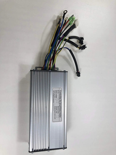 Universal 36V And 48V Brushless Dc Motor Controller For Ebikes Square Wave Torque Drive Lcd Ready top view with wires attached.