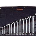 Pro Grade SAE 15 Piece 12 Point Wrench Set With WrightGrip 2.0 arranged in roll pouch, full polish finish, sizes 5/16 to 1 1/4 inch