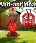 Glass Hummingbird Feeder 20oz Hanging Outdoor Bird Nectar Feeder With Four Bee Guard Flower Ports Built In Ant Moat Leak Proof Easy To Clean Decor For Garden Patio Bird Lovers