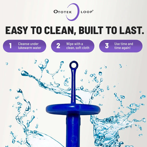 Easy Ear Wax Removal Scoop That Pulls Wax Out Not Pushes It In Guard Lets The Loop Stay Safe From Ear Drum So No Pain Fast Clean In Seconds Reusable Plastic Ear Care Tool In Colorful Options For Quick Mess Free Ear Cleaning. blue plastic loop shown rinsed with water
