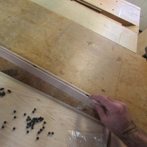 Cabinet Door Spacers Set For One Quarter Inch Grooves, Rubber Ball Stabilizers installation in raised panel cabinet