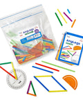 AngLegs Geometry Manipulatives Set With Protractors For Classroom Use, Hands On Angles And Polygons, 8 Adjustable Strips, 4th Grade Tools