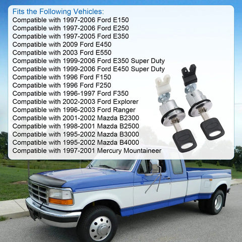Door Lock Cylinder With Key Replacement For Ford E Series And 1997 To 2006 E150 E250 E350 Explorer Ranger on pickup truck