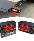 Steel Trailer Light Boxes Housing Kit Two Pack With Amber Side Marker Lights And Red Oval Stop Brake Turn Signals Plus 3LED License Plate Lamp