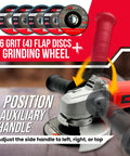Powerful 9 Amp Four And A Half Inch Angle Grinder With Paddle Switch 12000 RPM Adjustable Guard Includes Grinding Wheel Flap Discs