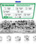 Heavy Duty Furniture Cam Lock Assortment Box With 125 Pieces Cabinet Connector Bolts And Nuts for drawers and bed frames, showing zinc alloy fittings.