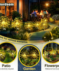 Two Pack Solar Firework Copper Wire Lights For Outdoors With 120 LED Beads Bendable Twinkle Beams Waterproof Garden Decor glowing in yard