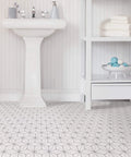 Kikko Peel And Stick Floor Tiles Pack Of 10 White And Off White Geometric Pattern 12 By 12 Inch Vinyl Tiles No Grout Needed And Water Resistant