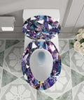 Elongated Toilet Seat Quiet Close Bathroom with diamond pattern, round 14.5" x 18.5", stylish bathroom decor.