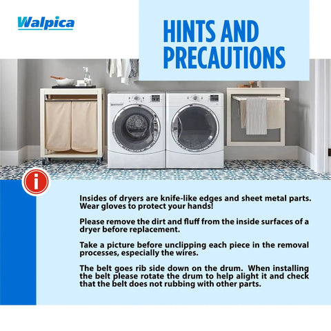 Dryer Drum Support Roller Belt Idler Pulley Repair Kit hints shown on Neptune Atlantis 3000 washer and dryer image
