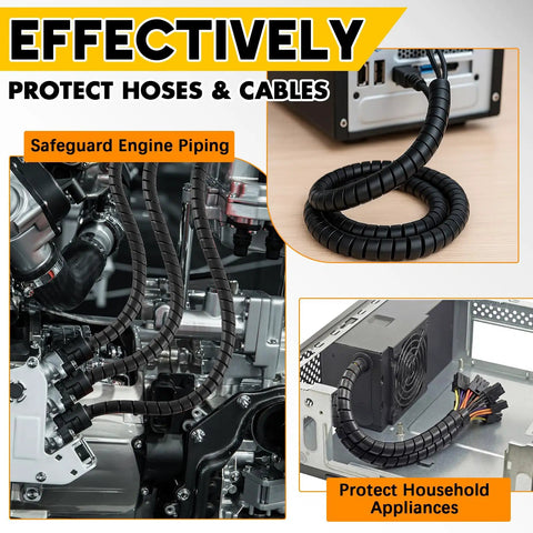 3 Pack Spiral Wrap Cable Protector for Cables and Hoses with 1/4 Inch, 1/2 Inch, 3/8 Inch OD with 25 Foot Lengths in use on engines