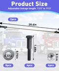 Two Pack Height Control Valve Adjustable Linkage Rod Kit 13.5 To 19.5 Inch Fits Haldex 48100225 Neway SRK168 Meritor R307852 For Semi Trucks And Heavy Duty Rigs With Air Suspension, shown with 20.6 in rod