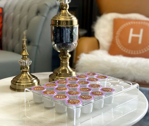 Two Pack 24 Slot Flat Countertop Coffee Pod Holder And Drawer Organizer For Office And Kitchen, Clear Acrylic K Cup Tray