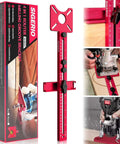 Front view of Sigerio 4-in-1 router circle-cutting jig, rose-red aluminum alloy with ruler scale
