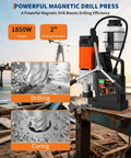 2 Inch Magnetic Drill Press 1850W High Torque Variable Speed Power Tool With Strong Holding Force For Industrial Boring And Heavy Duty Metalworking Projects on a work site.