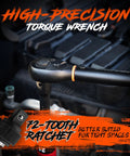 Close-up of Six Piece Pro Grade Torque Wrench Set With Quarter, Three Eighths, And One Half Inch Drives, 72 Tooth Dual Direction Scale