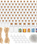 100 Pack Mini Plastic Bottles With Cork Stoppers And Eye Screws Craft Kit Includes 2 Rolls Of Rope 32.81 Ft And 20 Funnels For DIY Projects