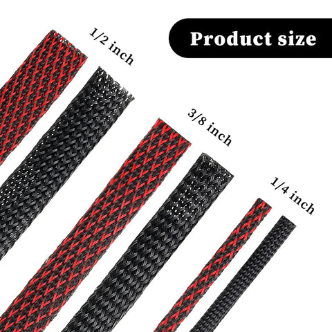 96ft Braided Cable Sleeve Kit With 6 Expandable Sleeves And 127 Heat Shrink Tubes For Audio Video Cables, size options