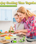 HAIMST 15-piece kids kitchen knife set with colorful plastic tools on a cutting board