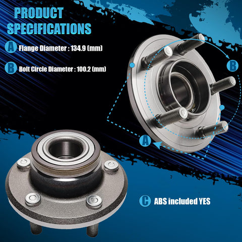 Front Wheel Bearing Hub Assembly Fits Chrysler 300 2005 Through 2012, Dodge Challenger 2008 Through 2014, 5 Lug RWD spec view