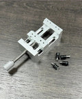 Super Cool Mini Drill Press Vise With Rubber Soft Jaws For Aluminum Alloy Woodworking Projects displayed on wooden surface.