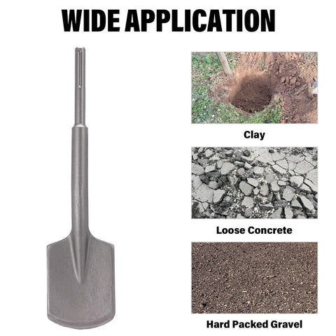 Beefy SDS Max Clay Spade Shovel Bit For Digging Clay Gravel And Sandstone Four And A Half Inch By Eighteen Inch Steel Bit Universal Fit