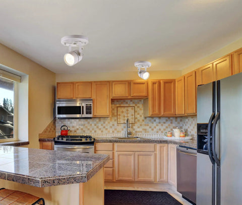 Kitchen with Led Flush Mount Ceiling Spotlight Dimmable 8W 600 Lumens Bright As Day Warm White 3000K With Adjustable Tilt High CRI 90 Plus