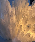 Handcrafted Selenite Lamp With Mountain Peak Design, Dimmable Bedside Night Light For A Cozy Vibe, Natural Healing Glow