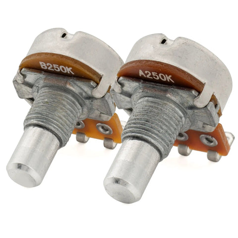 Two Mini Potentiometers 6mm Short Shaft 6.5mm Audio Linear Taper For Telecaster PB JB Style Guitars Metric M8 Thread