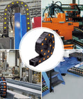 Heavy Duty 39.3 Inch Plastic Drag Chain Cable Carrier For CNC Routers And Industrial Machines, showing various installations