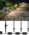 Low Voltage Pathway Lights With Timer Set Of 4 illuminating stone walkway, durable metal, IP65 waterproof