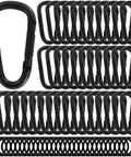 2.36 Inch Heavy Duty Aluminum D Carabiner Clips And Key Rings Set Of 50 Black Corrosion Resistant Keychains For Keys Everyday Carry