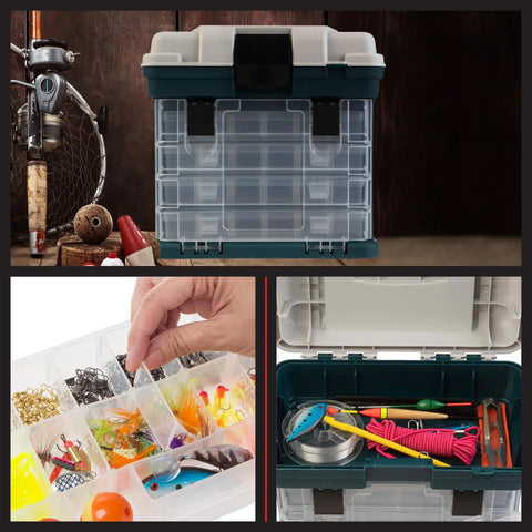 Ultra Handy Portable Tool Box Small Parts Organizer with four removable drawers for hardware tackle beads and crafts.