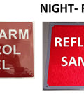 Red Reflective Fire Alarm Control Panel Sign Aluminum 7x10 Inches White Text Heavy Duty Rust Resistant Wall Mount Safety Marker