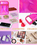 Holographic Thigh Bag With Adjustable Strap Leg Pouch Harness For Women Pink Leg Bag For Travel Hiking Festivals And Summer Adventures With Hands Free Storage And Color Shifting Reflective Shine next to makeup and accessories.