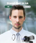 Top Shelf 4K AI Conference Webcam With Smart Auto Framing For Small Meeting Rooms And Zoom Certified Virtual Teams, 4K vs 1080P comparison.